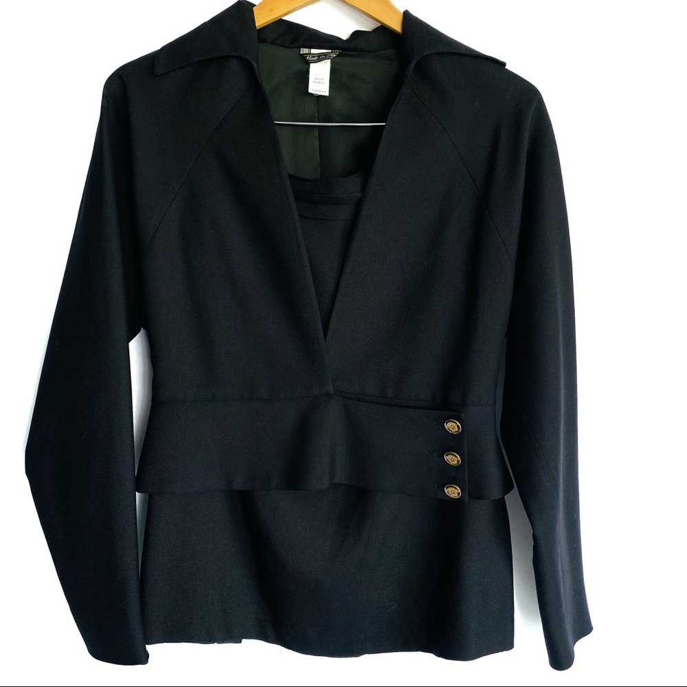 Gianni Versace Black 2 Piece Blazer Skirt Suit Set